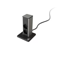   ELMARK 12718D STAND UP 2xSHUKO SOCKET+1xUSB A/C 20W, BLACK/INOX