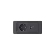 ELMARK 14524D SLIM FRAME 1xSHUKO SOCKET+1xUSB A/C 20W, BLACK
