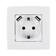 ELMARK 190062 CITY NÉMET TÍPUSÚ DUGALJ+2 USB FEHÉR