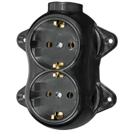   ELMARK 190203 ANTIQUE DOUBLE SOCKET GERMAN TYPE 16? 250V BLACK