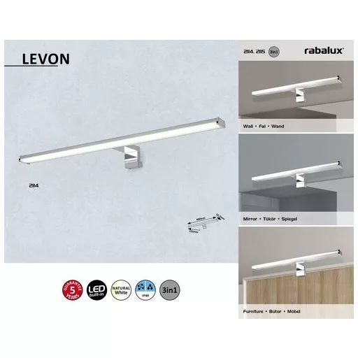 RÁBALUX Levon 2114 Fürdőszobai lámpa IP44 230V, 50Hz
