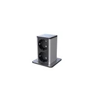 ELMARK 3311D POP UP 2xSHUKO SOCKET WITH 2M CABLE, BLACK/INOX