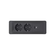 ELMARK 9105D SLIM FRAME 2xSHUKO SOCKET+1xUSB A/C 20W, BLACK